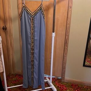 SHEIN Blue Maxi Dress with Colorful Pattern